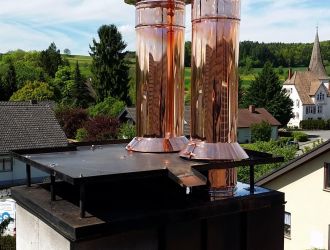 Kupferschornstein mit Windkat in Gammertingen